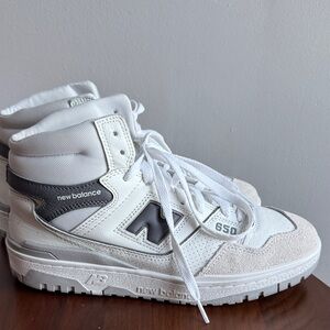 New Balance 650 White and Gray High-Top Sneakers 8.5M/10W